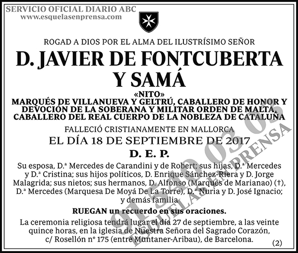 Javier de Fontcuberta y Samá